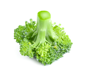 Fresh green raw broccoli on white background Photo of Fresh green raw broccoli on white background