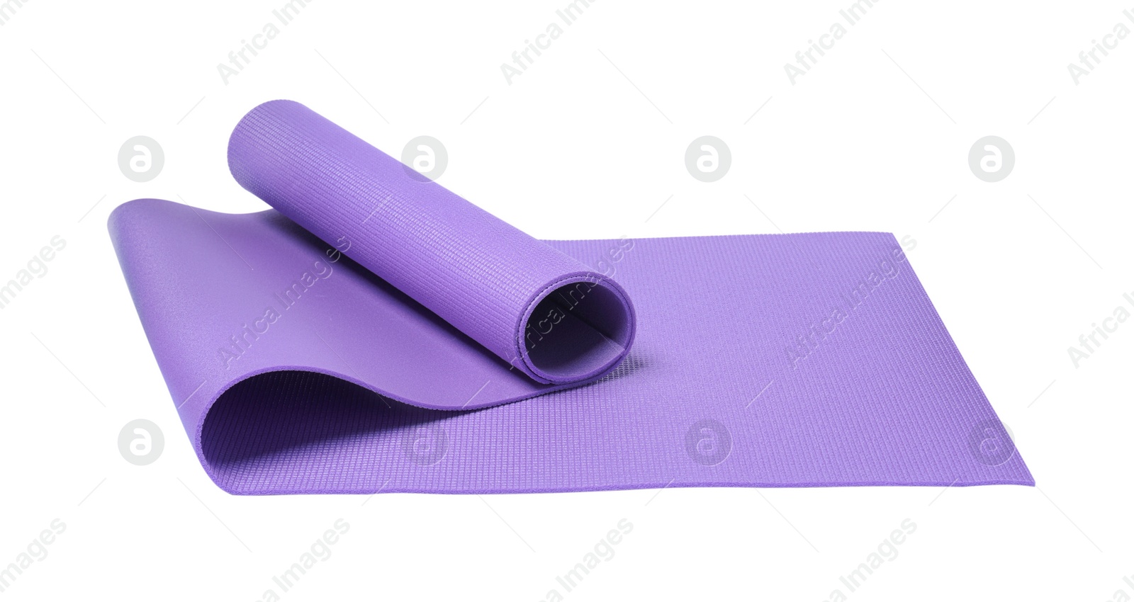 Bright violet camping mat isolated on white Photo of Bright violet camping mat isolated on white