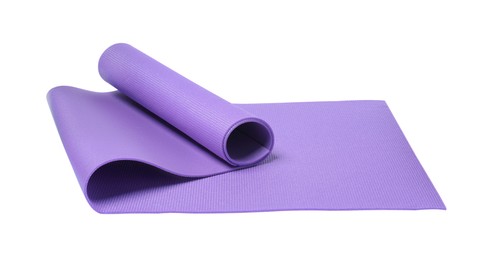 Bright violet camping mat isolated on white Photo of Bright violet camping mat isolated on white