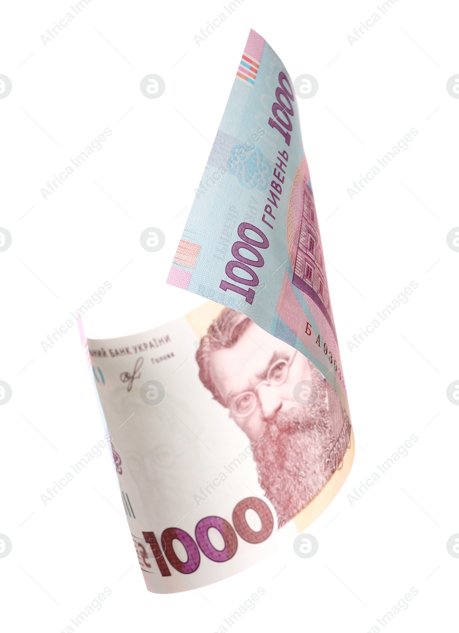 1000 Ukrainian Hryvnia banknote on white background Photo of 1000 Ukrainian Hryvnia banknote on white background