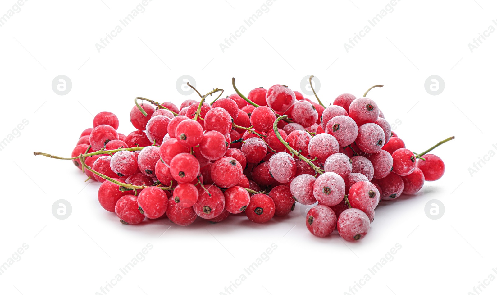 Heap of tasty frozen red currants on white background Photo of Heap of tasty frozen red currants on white background