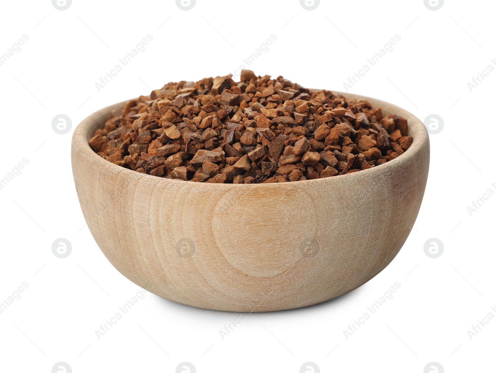 Bowl of chicory granules on white background Photo of Bowl of chicory granules on white background