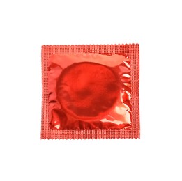 Condom package isolated on white, top view. Safe sex Photo of Condom package isolated on white, top view. Safe sex