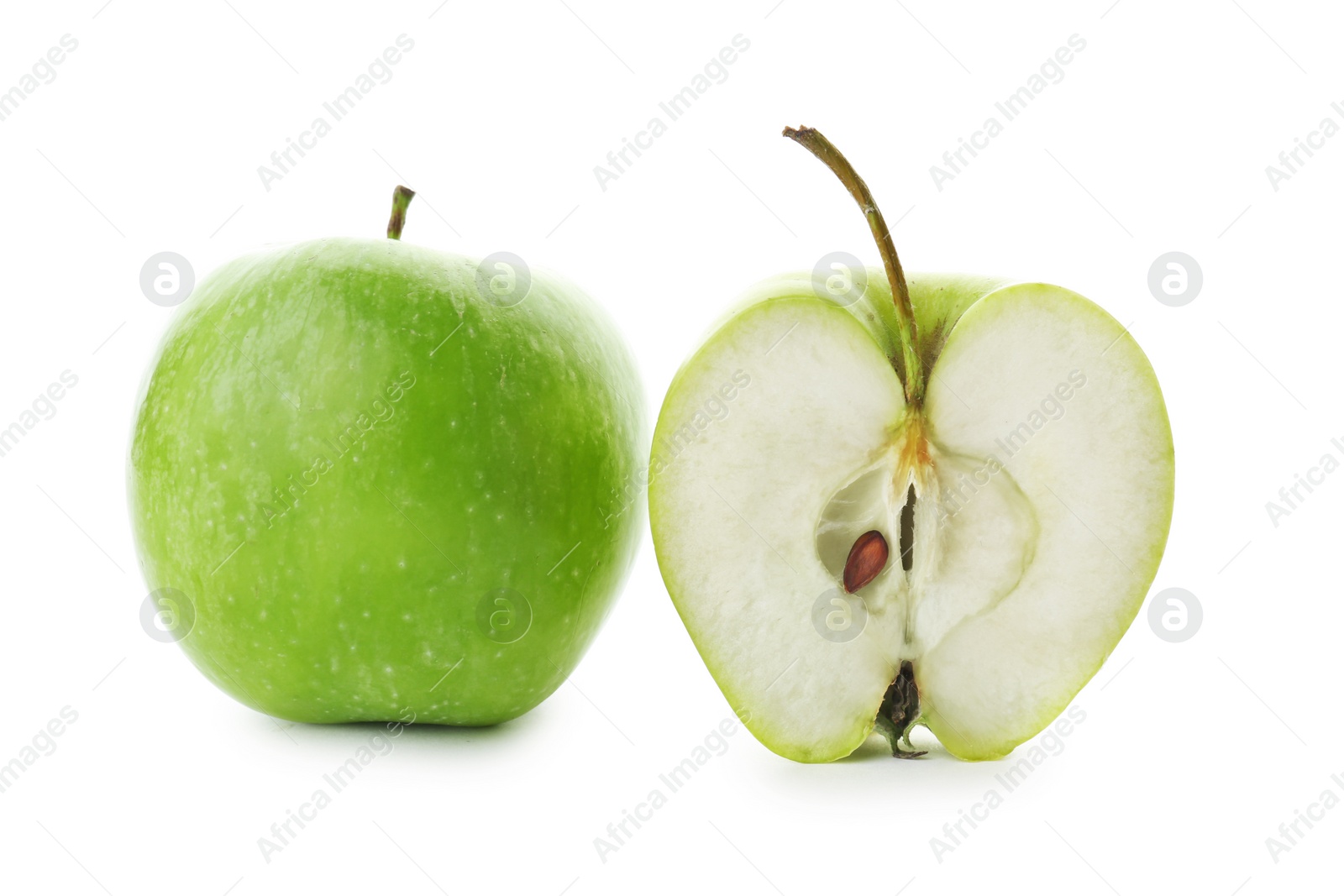 Fresh green apples on white background Photo of Fresh green apples on white background