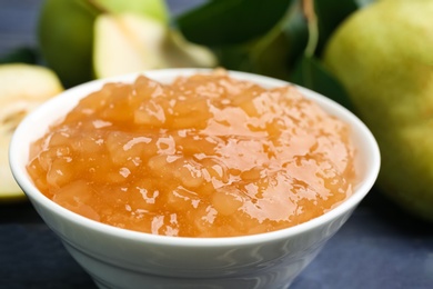 Closeup view of tasty homemade pear jam Photo of Closeup view of tasty homemade pear jam