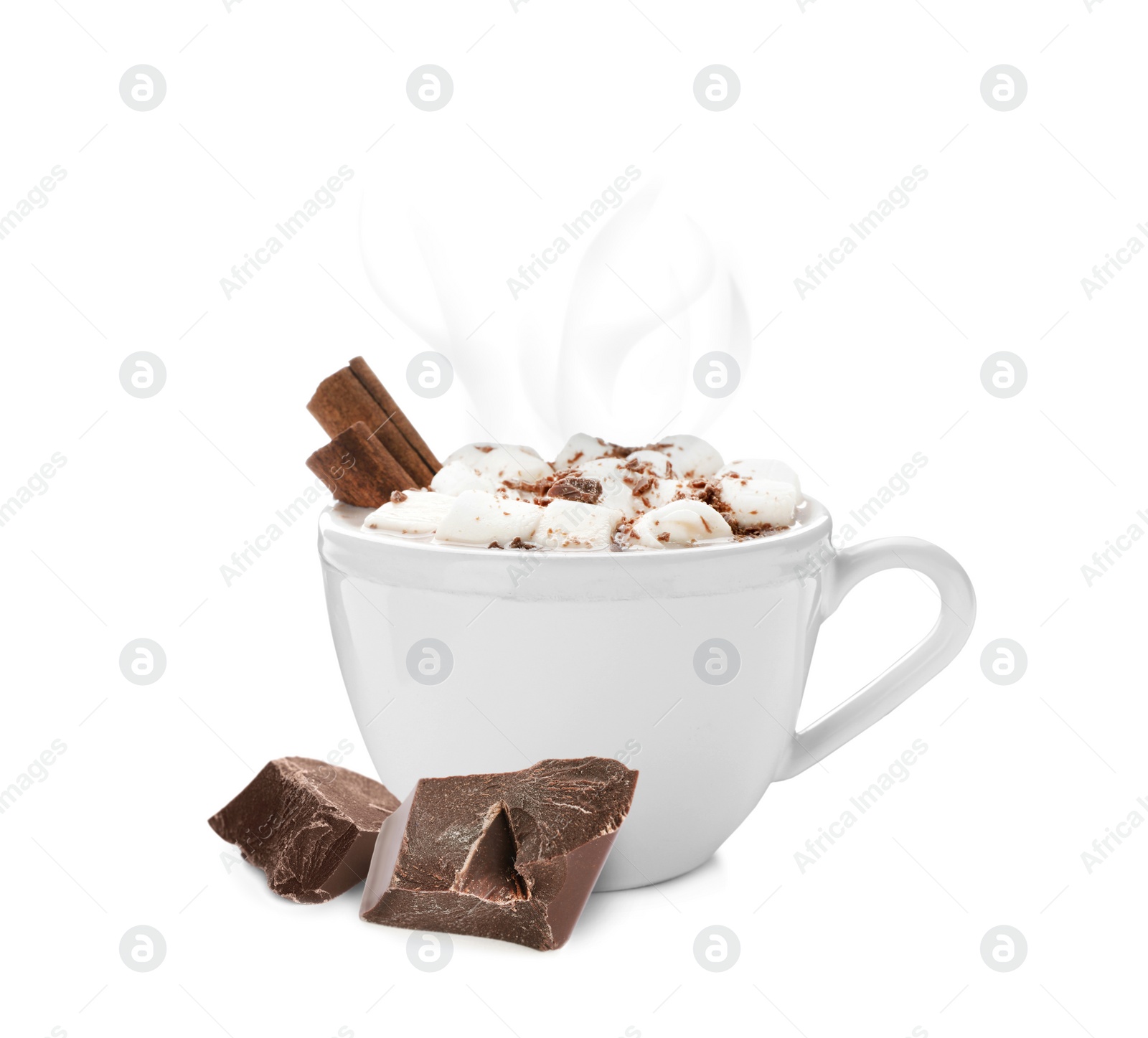 Image of Cup of delicious hot chocolate on white background 
