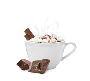 Cup of delicious hot chocolate on white background Image of Cup of delicious hot chocolate on white background