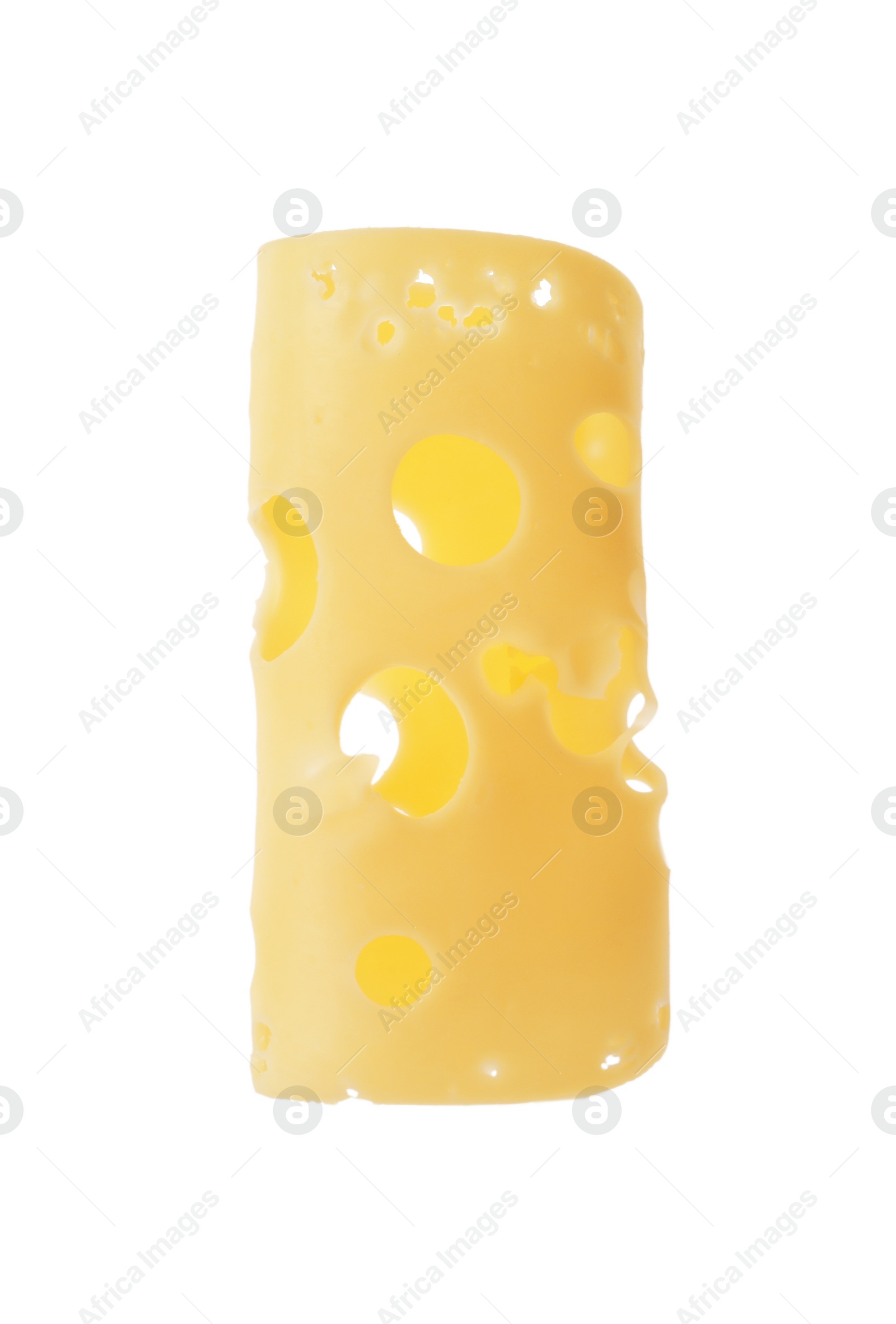 Slice of delicious cheese isolated on white Photo of Slice of delicious cheese isolated on white