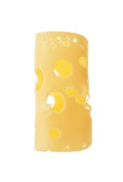 Photo of Slice of delicious cheese isolated on white