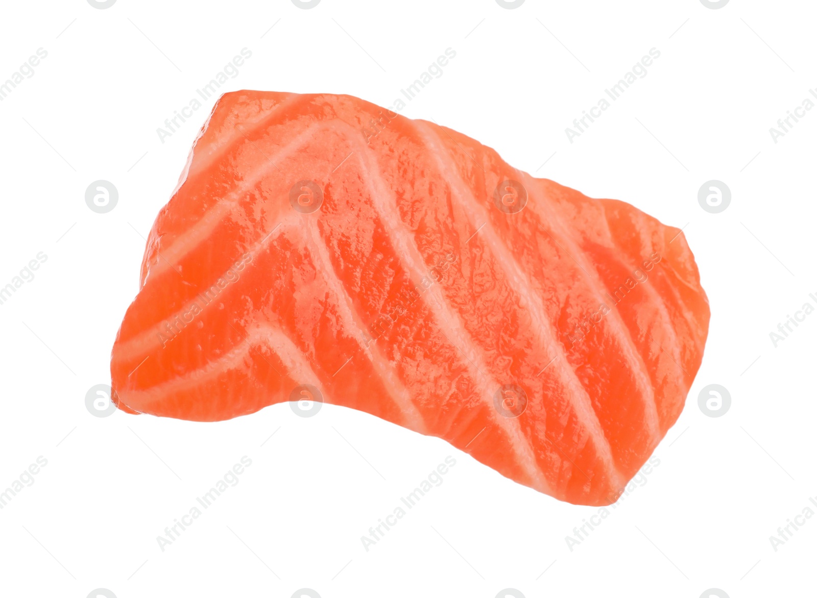 Piece of fresh raw salmon isolated on white. Fish delicacy Photo of Piece of fresh raw salmon isolated on white. Fish delicacy