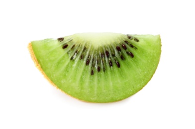 Slice of fresh ripe kiwi isolated on white Photo of Slice of fresh ripe kiwi isolated on white