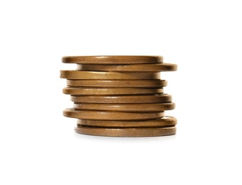 Stack of coins on white background. Investment concept Photo of Stack of coins on white background. Investment concept
