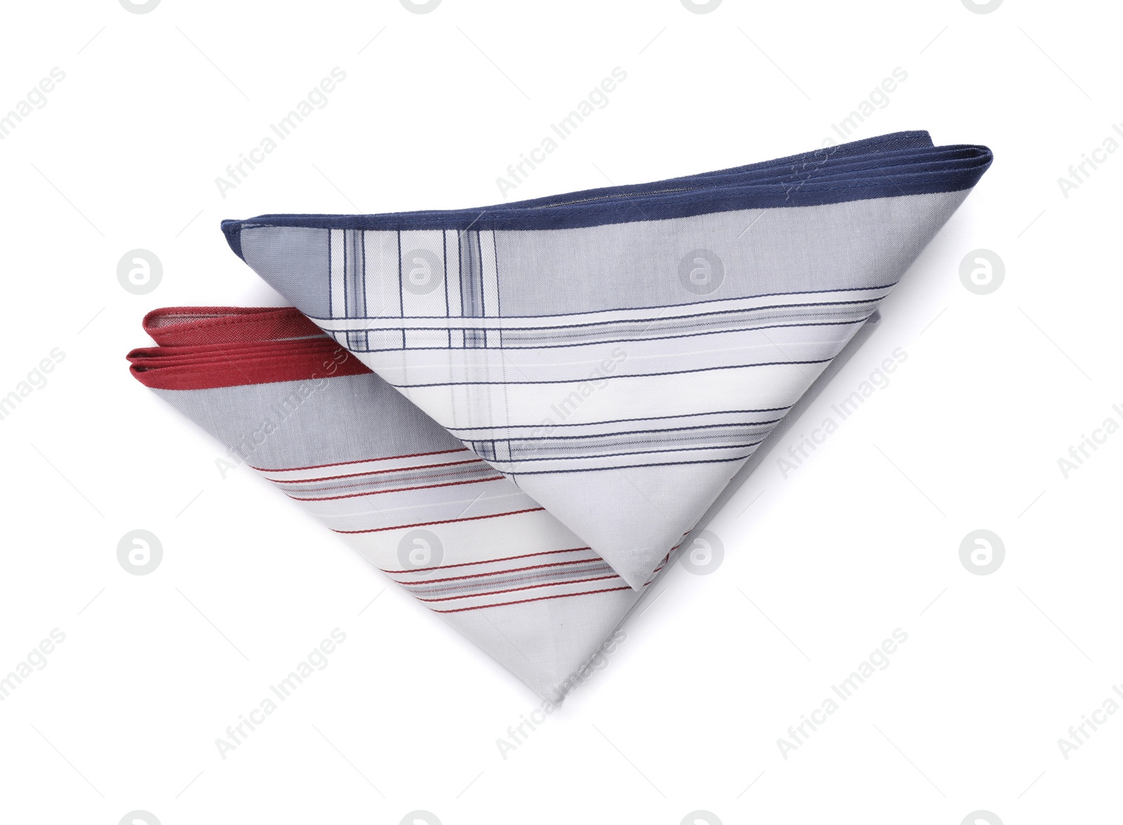 Stylish handkerchiefs isolated on white, top view Photo of Stylish handkerchiefs isolated on white, top view