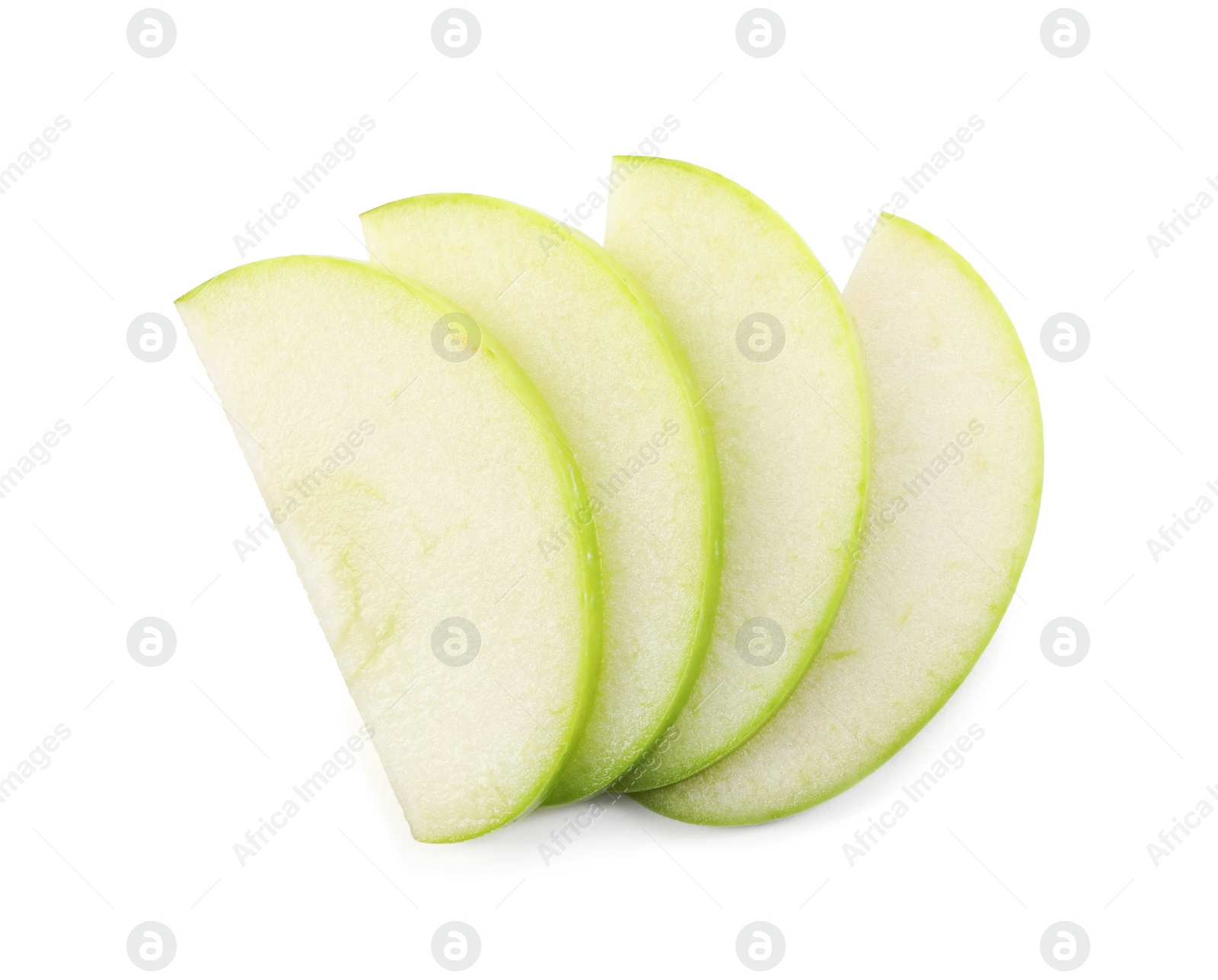 Slices of apple on white background, top view Photo of Slices of apple on white background, top view