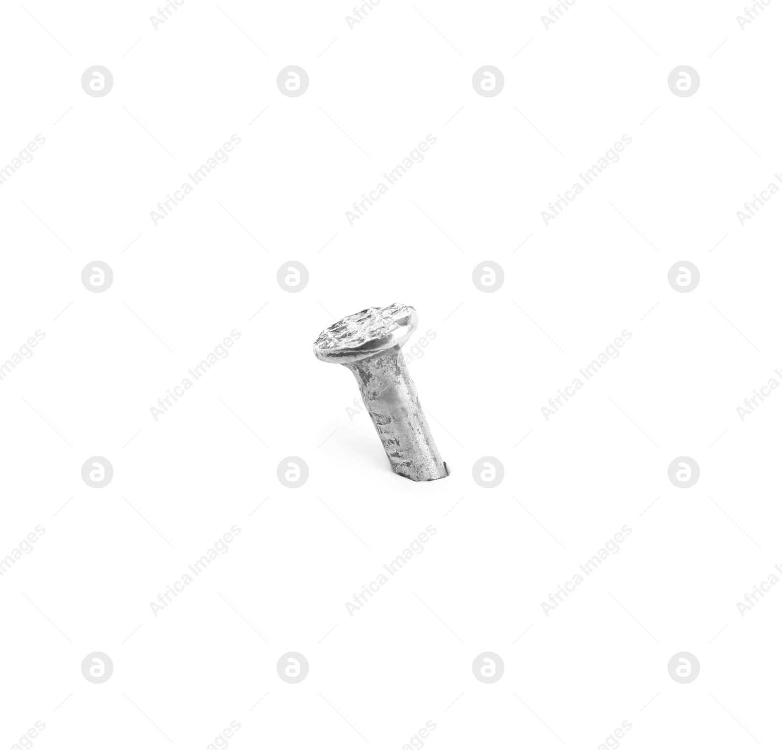 One shiny metal nail isolated on white Photo of One shiny metal nail isolated on white