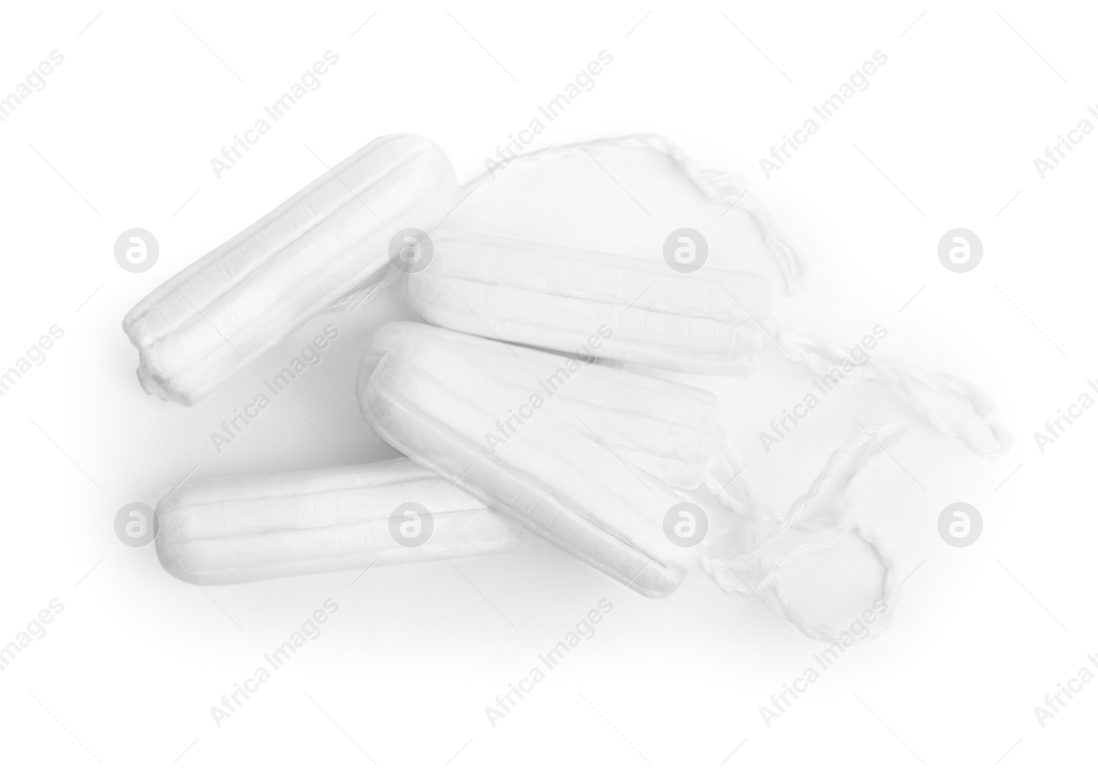 Tampons on white background, top view. Menstrual hygiene product Photo of Tampons on white background, top view. Menstrual hygiene product