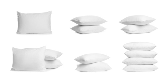 Set of soft pillows isolated on white Image of Set of soft pillows isolated on white