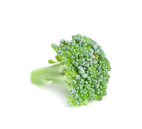 Fresh green raw broccoli on white background Photo of Fresh green raw broccoli on white background