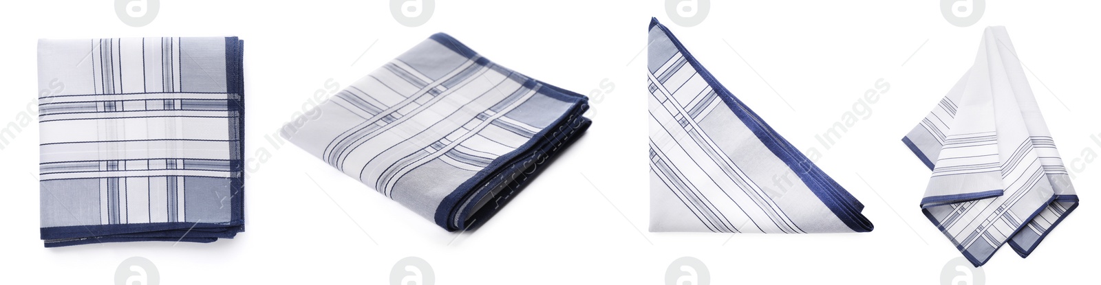 Set with handkerchiefs on white background. Banner design Image of Set with handkerchiefs on white background. Banner design