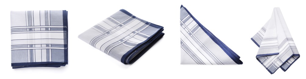 Set with handkerchiefs on white background. Banner design Image of Set with handkerchiefs on white background. Banner design