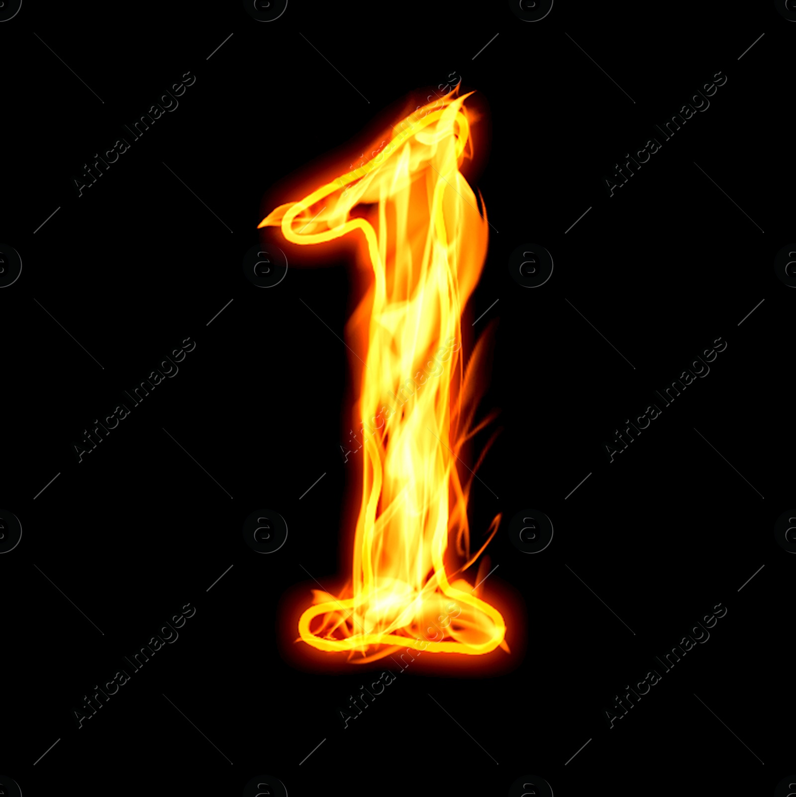 Flaming 1 on black background. Stylized number design Image of Flaming 1 on black background. Stylized number design