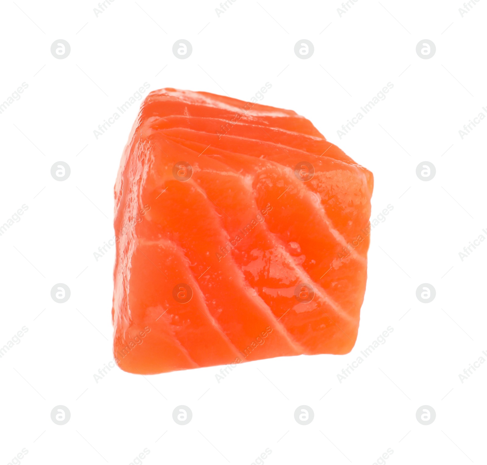 Photo of Piece of fresh raw salmon isolated on white. Fish delicacy