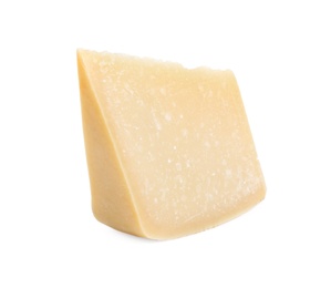 Photo of Piece of delicious parmesan cheese isolated on white
