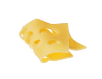 Photo of Slice of delicious cheese isolated on white