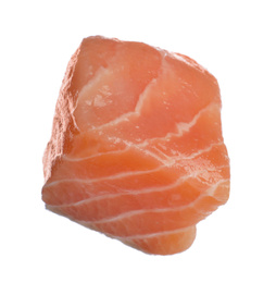 Photo of Piece of fresh raw salmon isolated on white. Fish delicacy