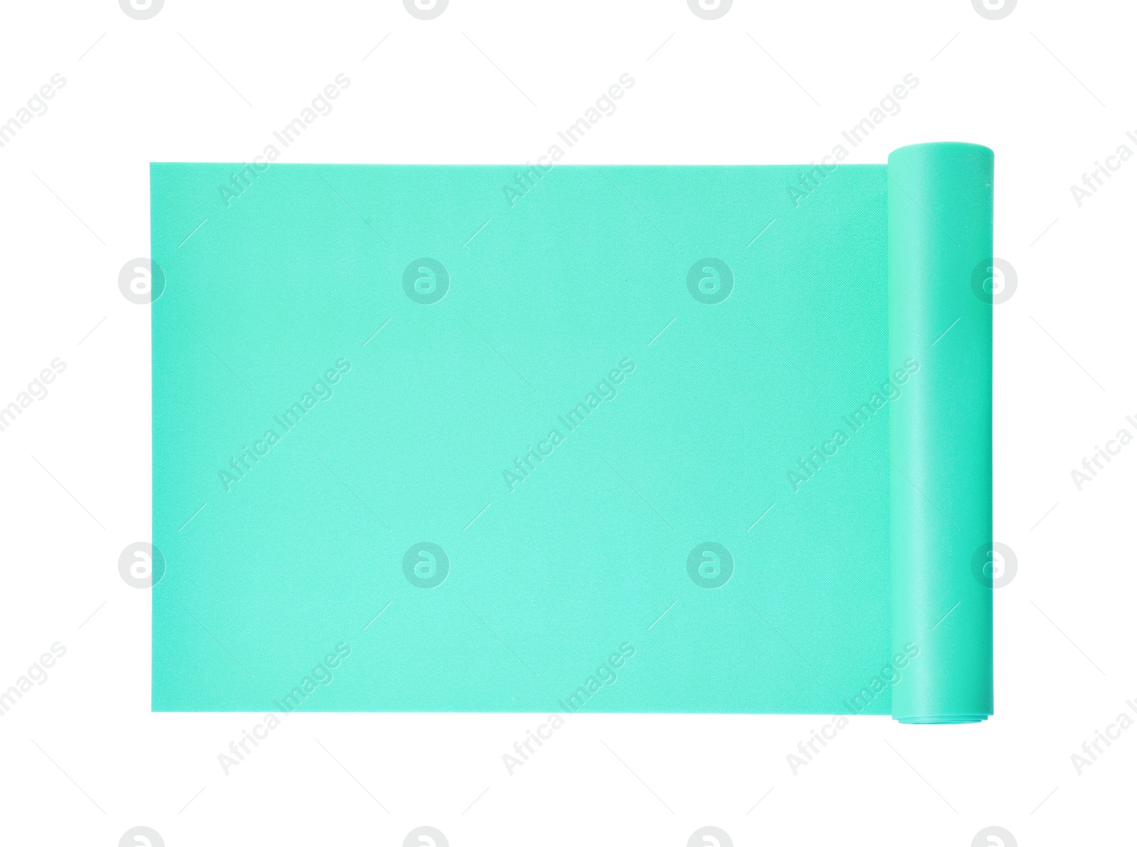Turquoise camping mat isolated on white, top view Photo of Turquoise camping mat isolated on white, top view