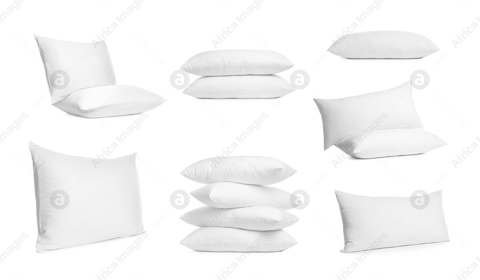 Set of soft pillows isolated on white Image of Set of soft pillows isolated on white