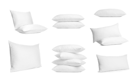 Set of soft pillows isolated on white Image of Set of soft pillows isolated on white