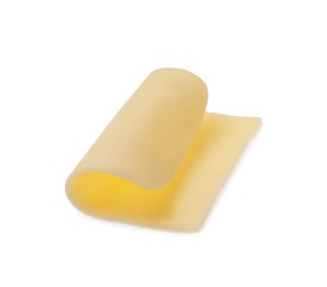 Slice of delicious cheese isolated on white Photo of Slice of delicious cheese isolated on white