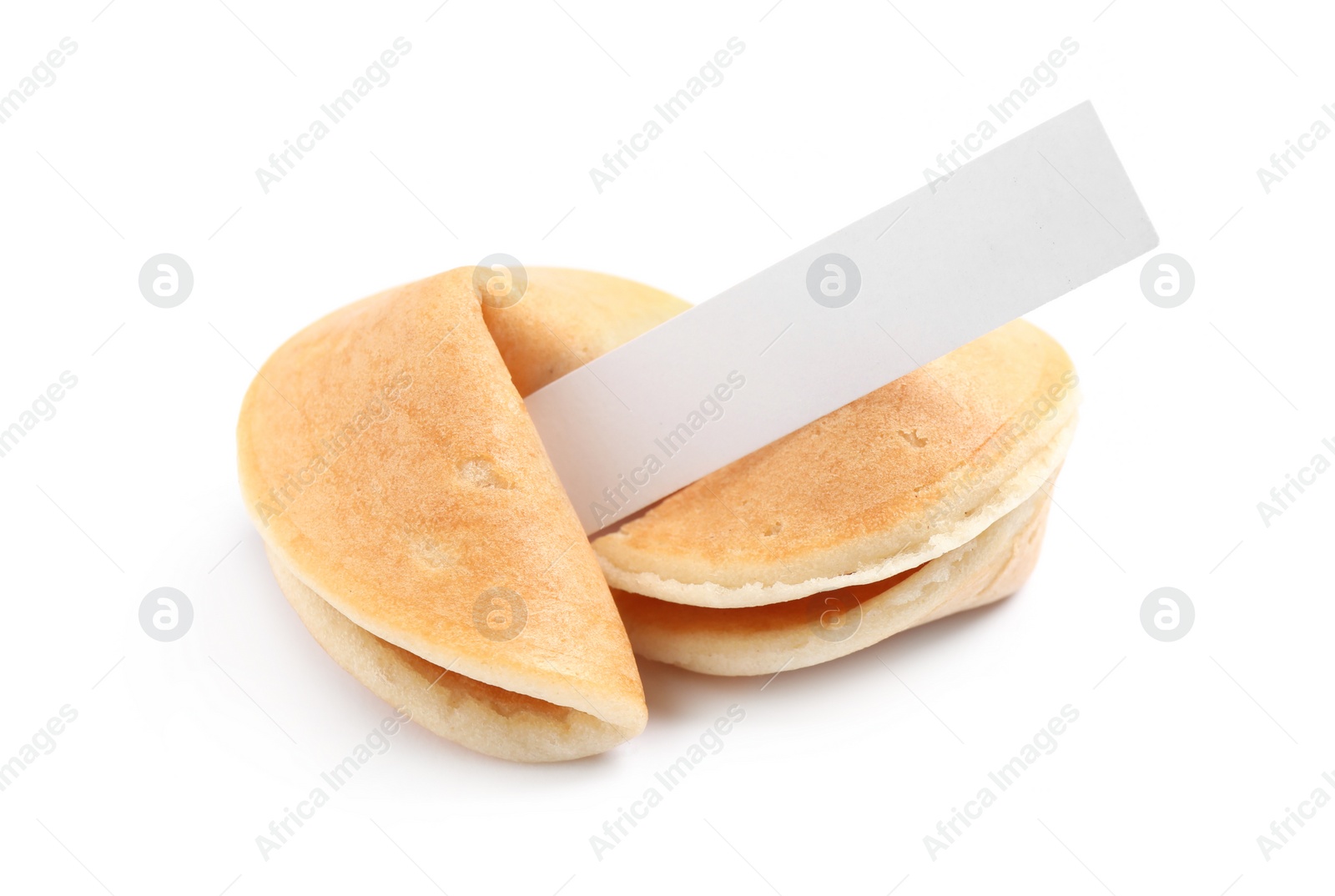Traditional fortune cookies with prediction on white background Photo of Traditional fortune cookies with prediction on white background