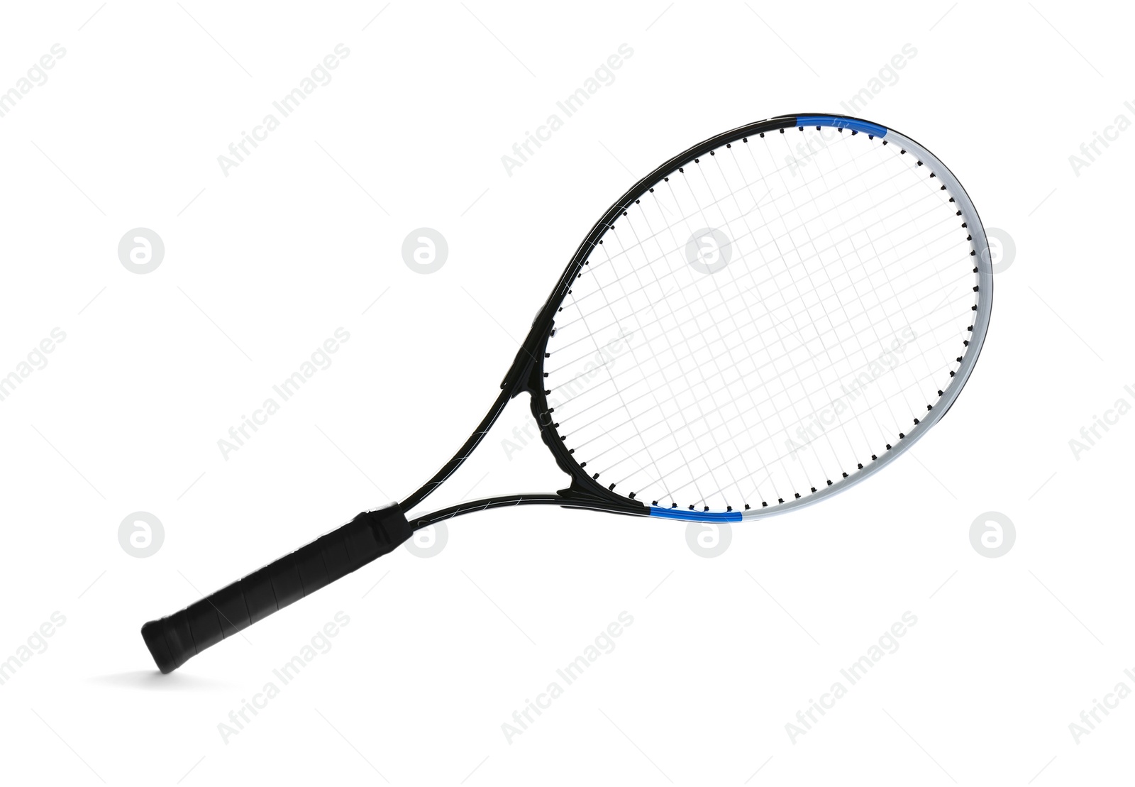 Photo of Tennis racket isolated on white. Sports equipment