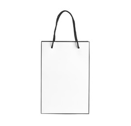Stylish gift paper bag isolated on white Image of Stylish gift paper bag isolated on white
