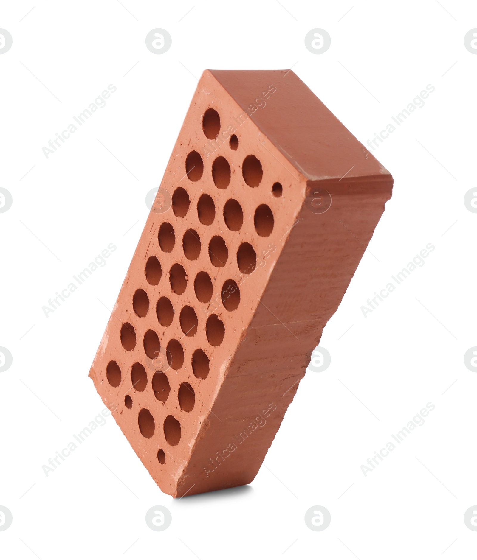 One red brick isolated on white. Building material Photo of One red brick isolated on white. Building material