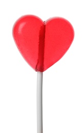 Sweet heart shaped lollipop isolated on white. Valentine's day celebration Photo of Sweet heart shaped lollipop isolated on white. Valentine's day celebration