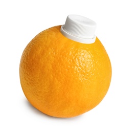 Fresh orange with lid on white background. Making juice Photo of Fresh orange with lid on white background. Making juice