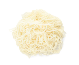 Tasty homemade fermented cabbage isolated on white, top view Photo of Tasty homemade fermented cabbage isolated on white, top view