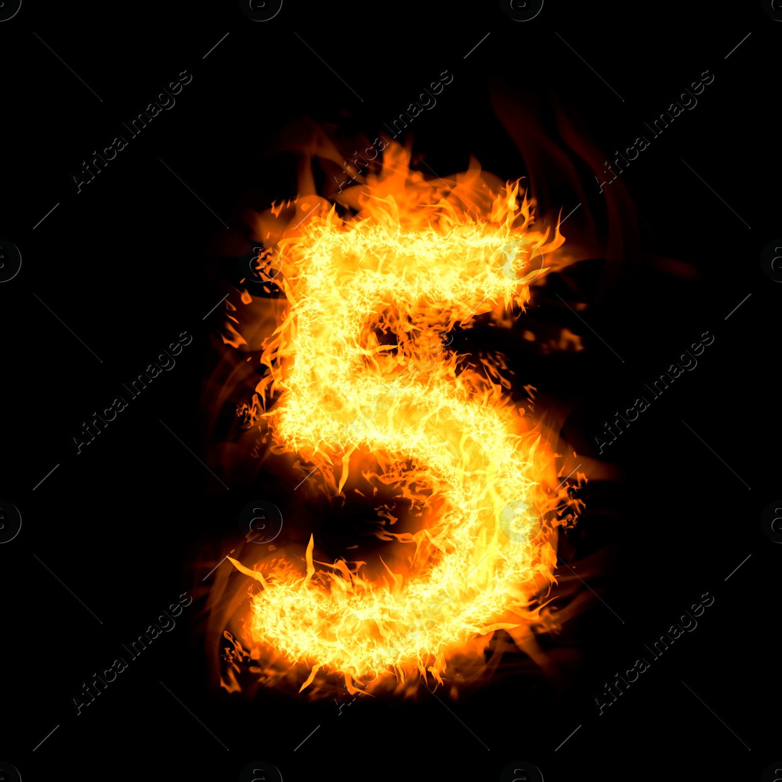Flaming 5 on black background. Stylized number design Image of Flaming 5 on black background. Stylized number design