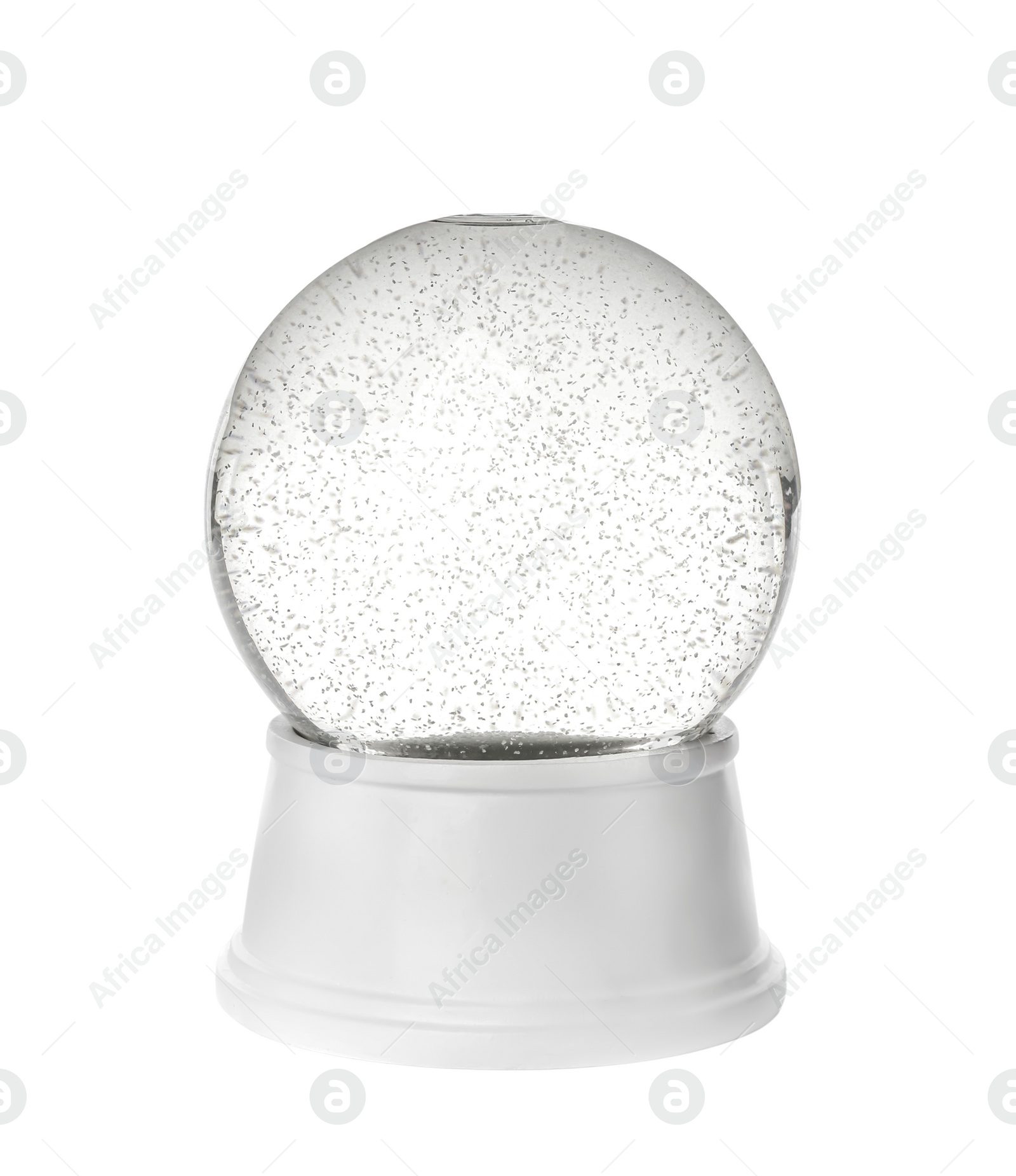Beautiful empty snow globe isolated on white Photo of Beautiful empty snow globe isolated on white