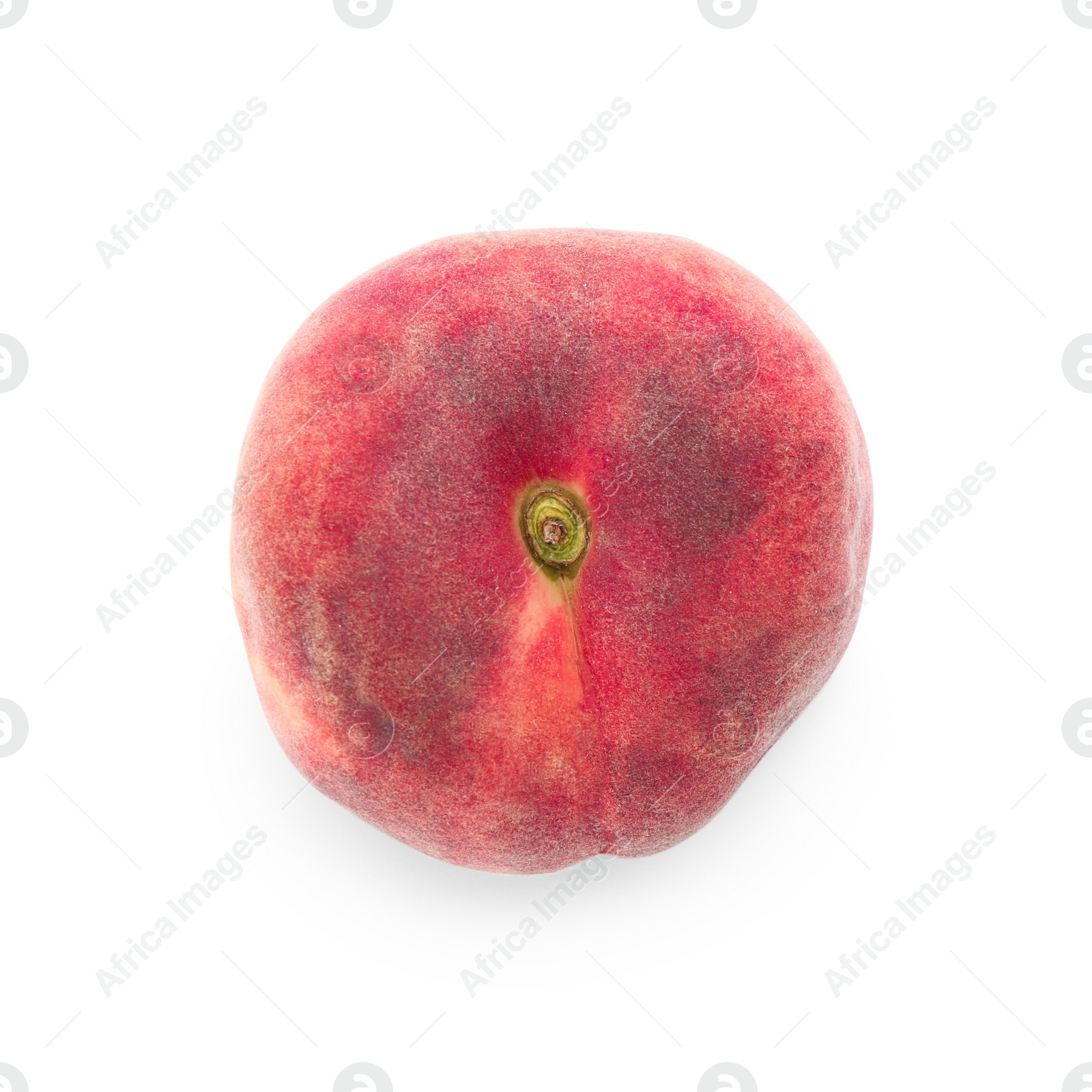 Fresh ripe donut peach isolated on white, top view Photo of Fresh ripe donut peach isolated on white, top view