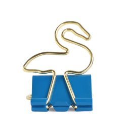 Flamingo shaped binder clip isolated on white. Stationery item Photo of Flamingo shaped binder clip isolated on white. Stationery item
