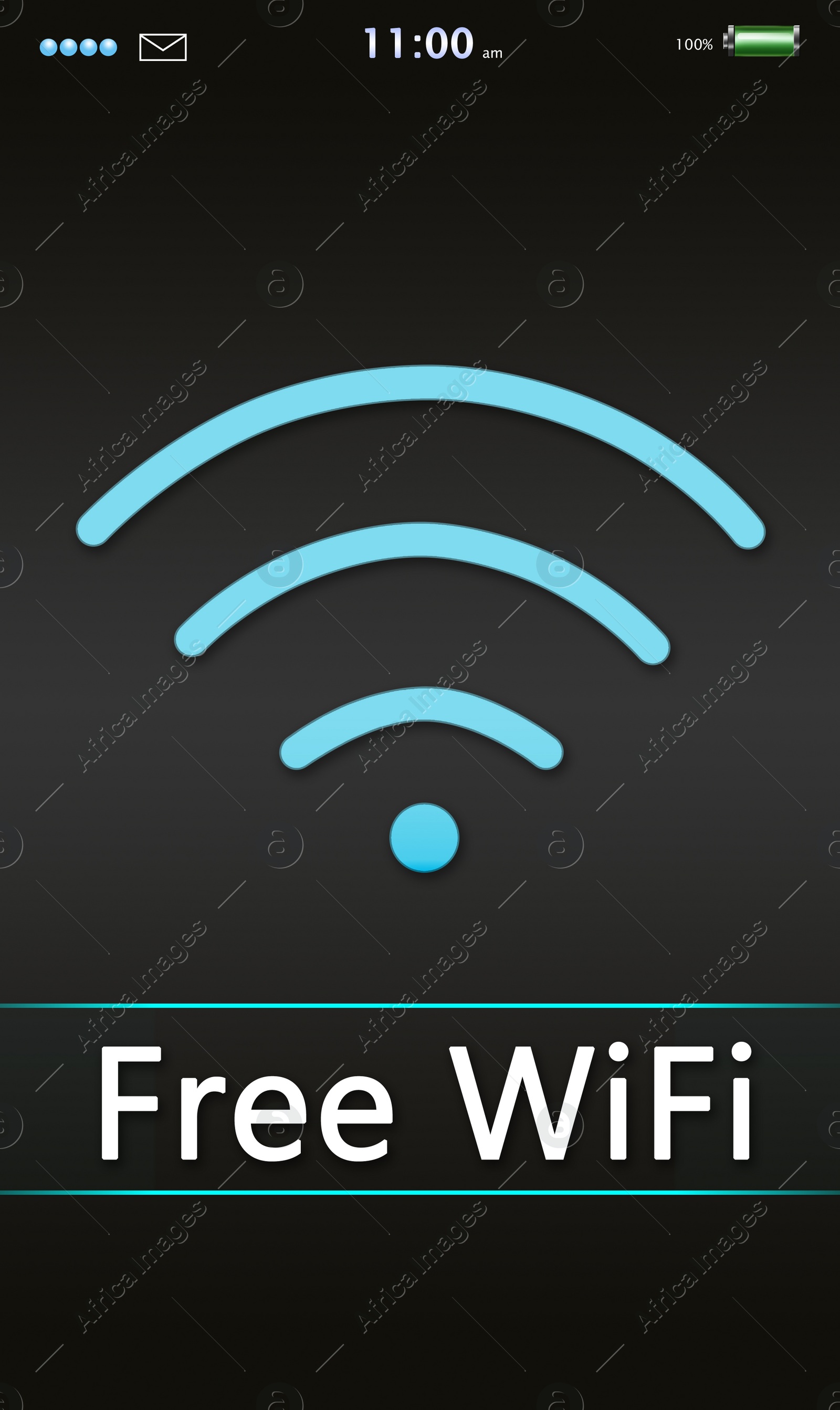 Free WiFi. Gadget display with text and symbol, illustration design Image of Free WiFi. Gadget display with text and symbol, illustration design