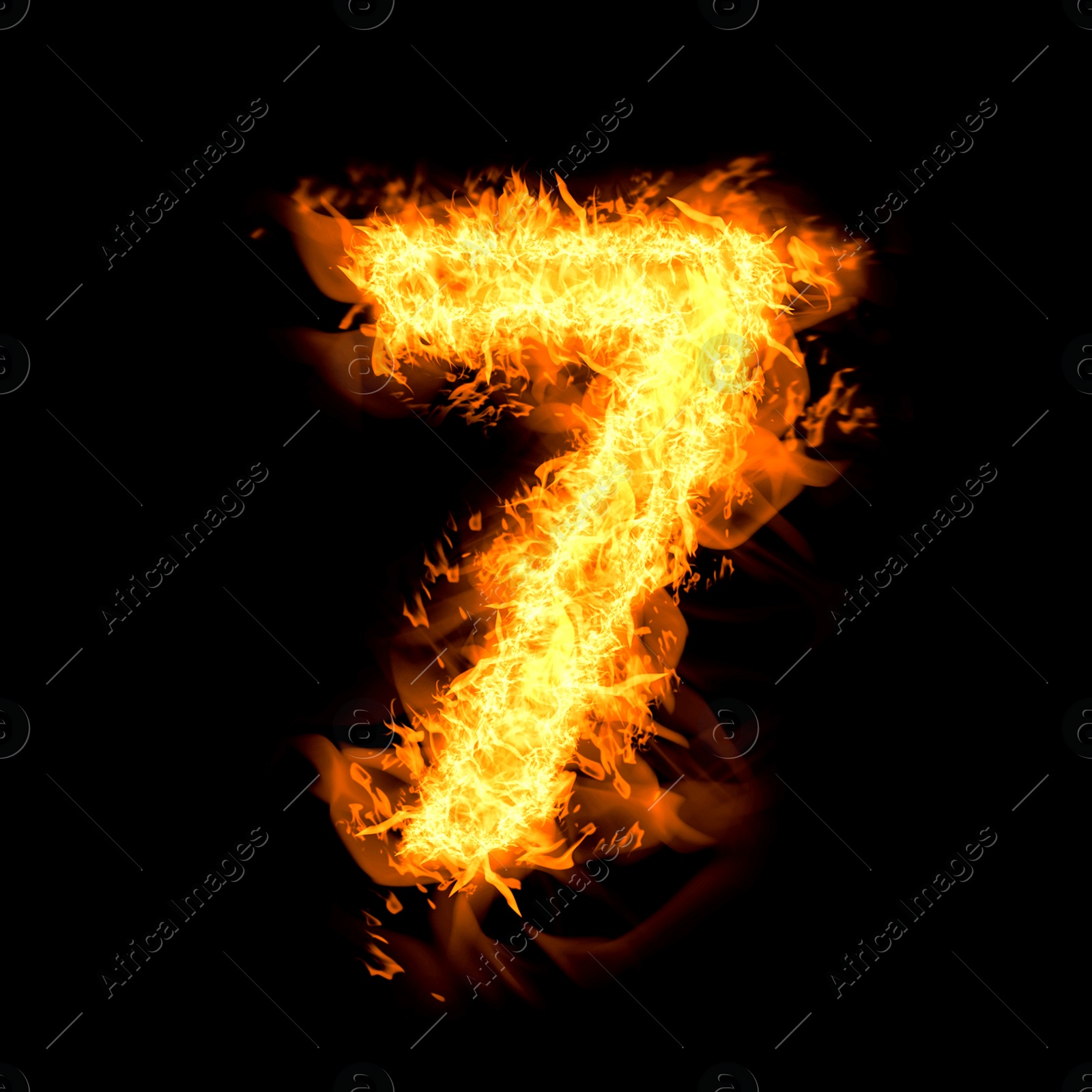 Flaming 7 on black background. Stylized number design Image of Flaming 7 on black background. Stylized number design