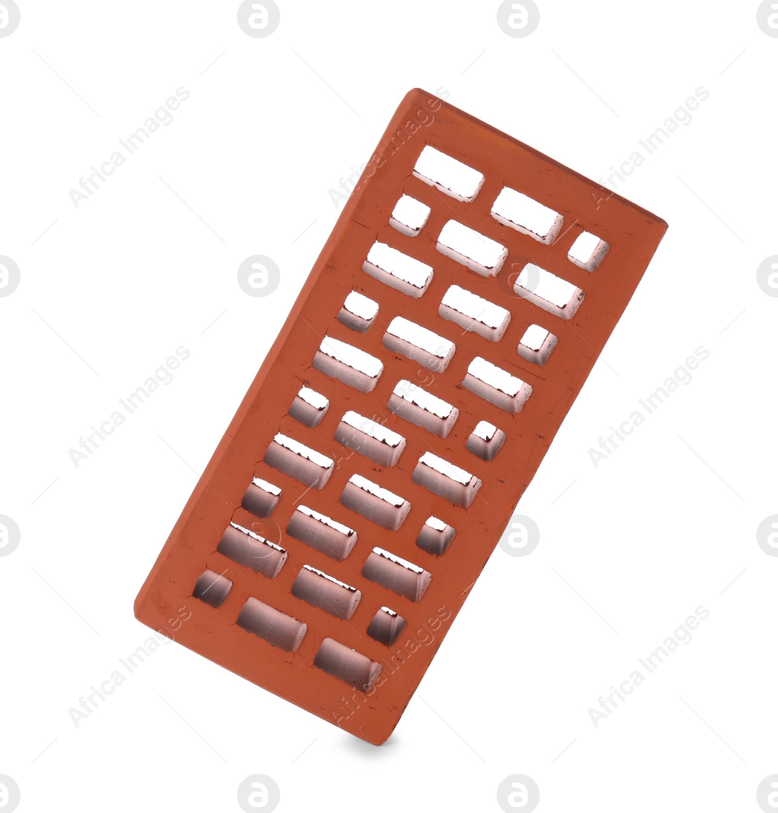 One red brick isolated on white. Building material Photo of One red brick isolated on white. Building material
