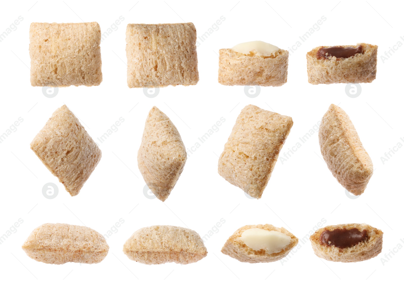 Set with sweet crispy corn pads on white background Image of Set with sweet crispy corn pads on white background