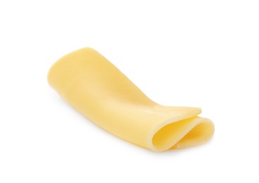 Photo of Slice of delicious cheese isolated on white