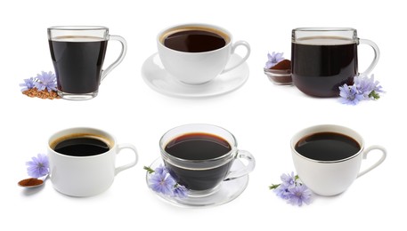 Set with chicory drink on white background Image of Set with chicory drink on white background